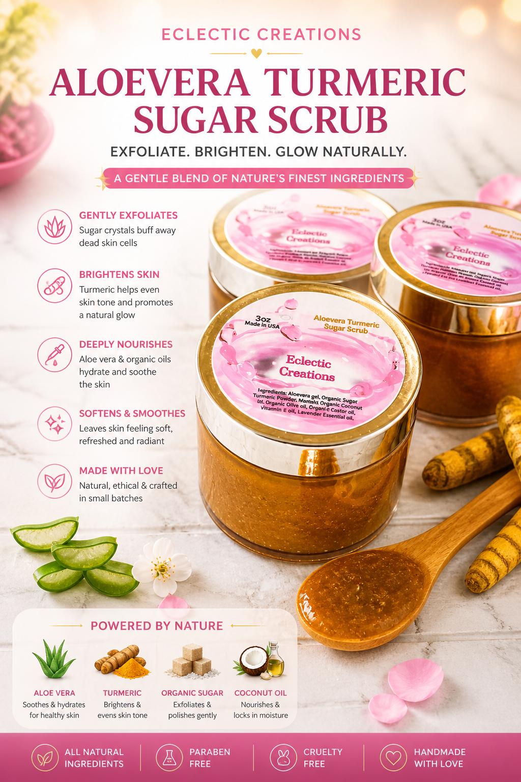 Aloevera Turmeric Sugar Scrub 3oz – Eclectic Creations