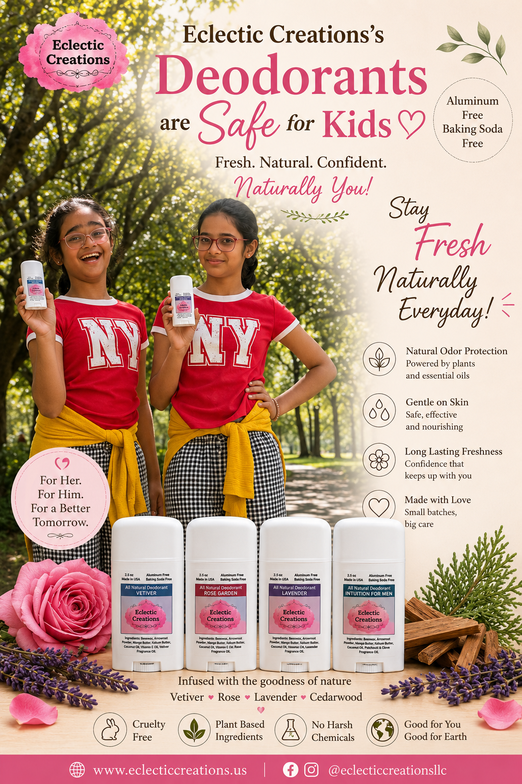 Deodorant Sticks - Rose, Vetiver, Lavender, Intuition for Men