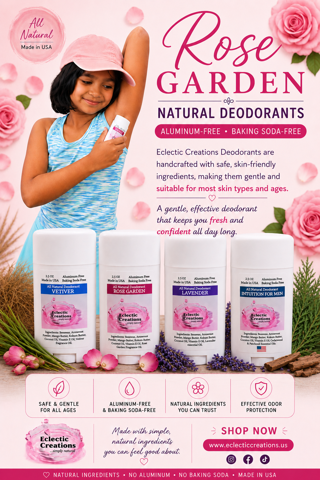 Deodorant Sticks - Rose, Vetiver, Lavender, Intuition for Men