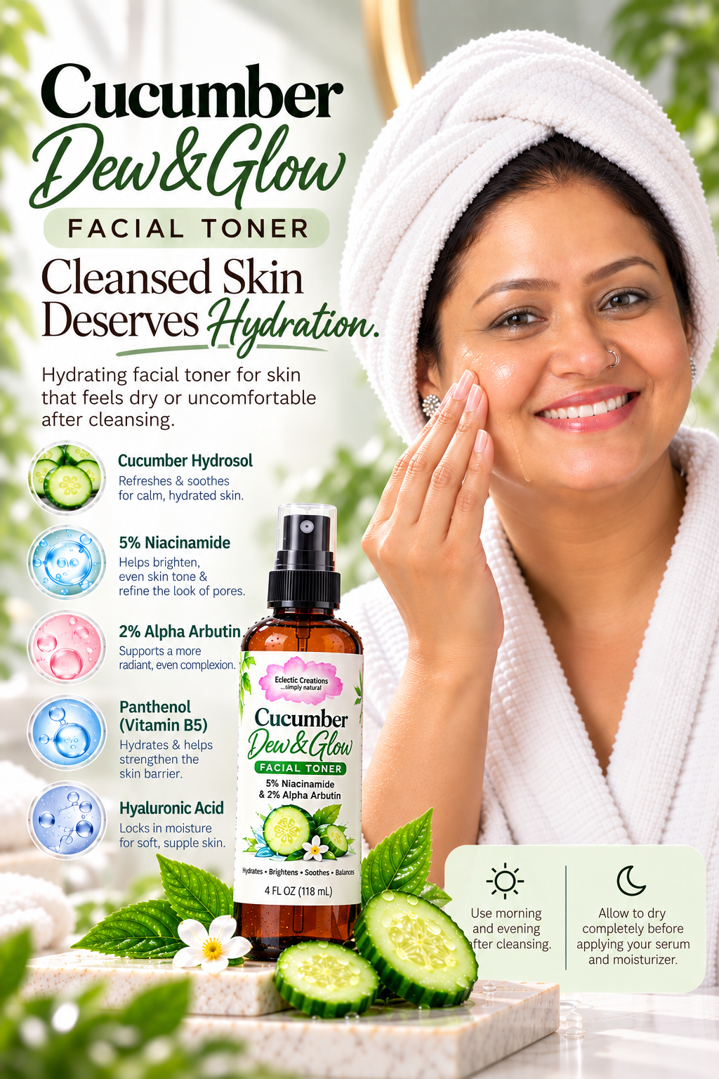 Cucumber Dew & Glow Facial Toner 4oz
