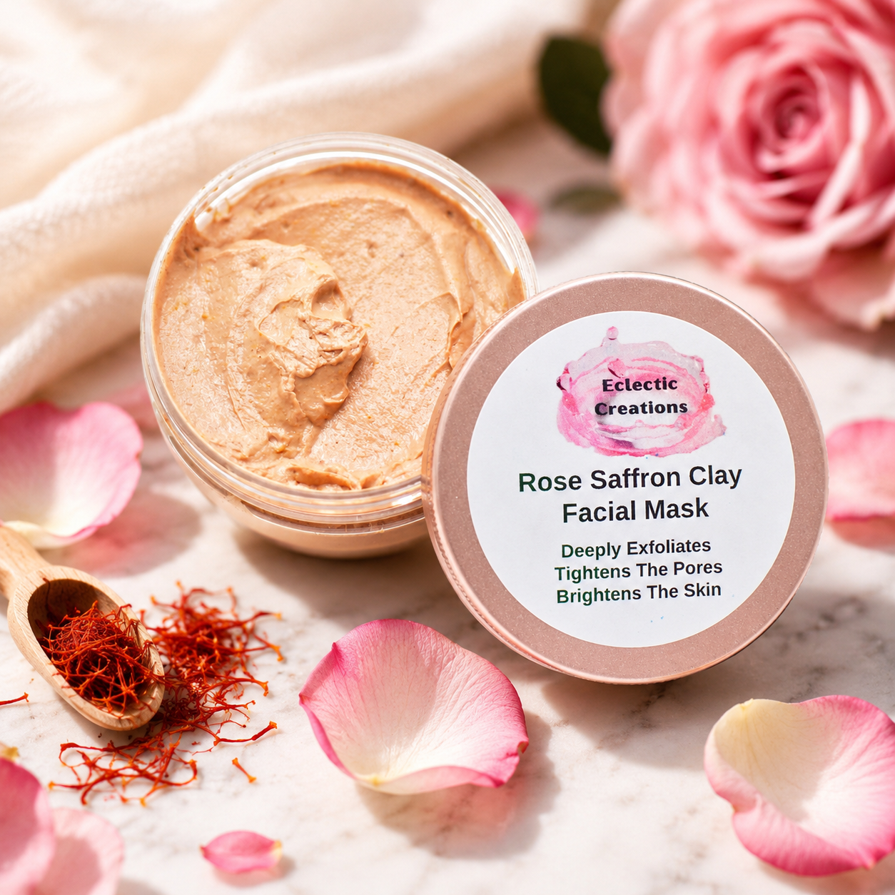 Rose Saffron Facial Clay Mask 4oz (Needs refrigeration)