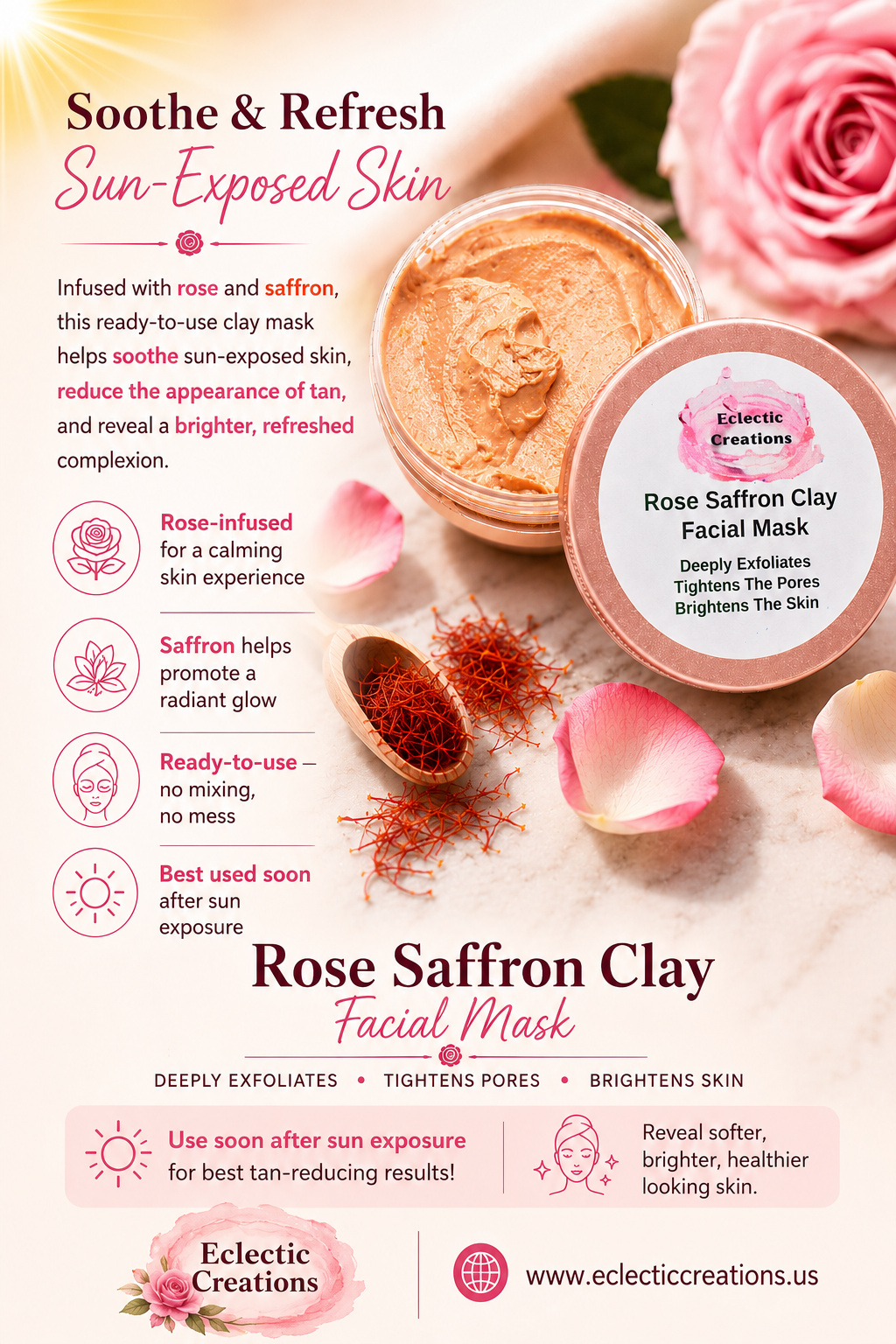 Rose Saffron Facial Clay Mask 4oz (Needs refrigeration)