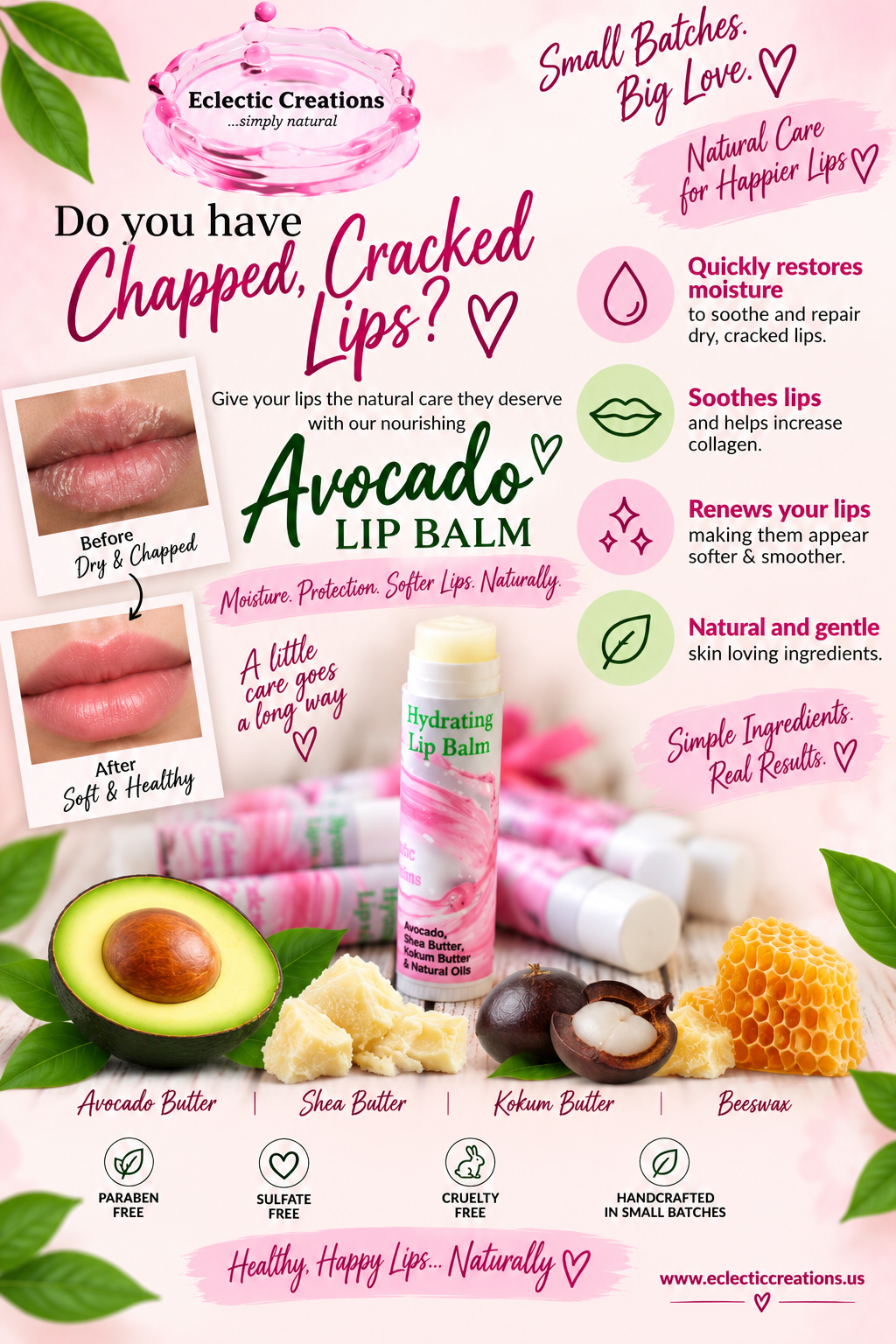 Hydrating Avocado Lip Balm (Unscented)
