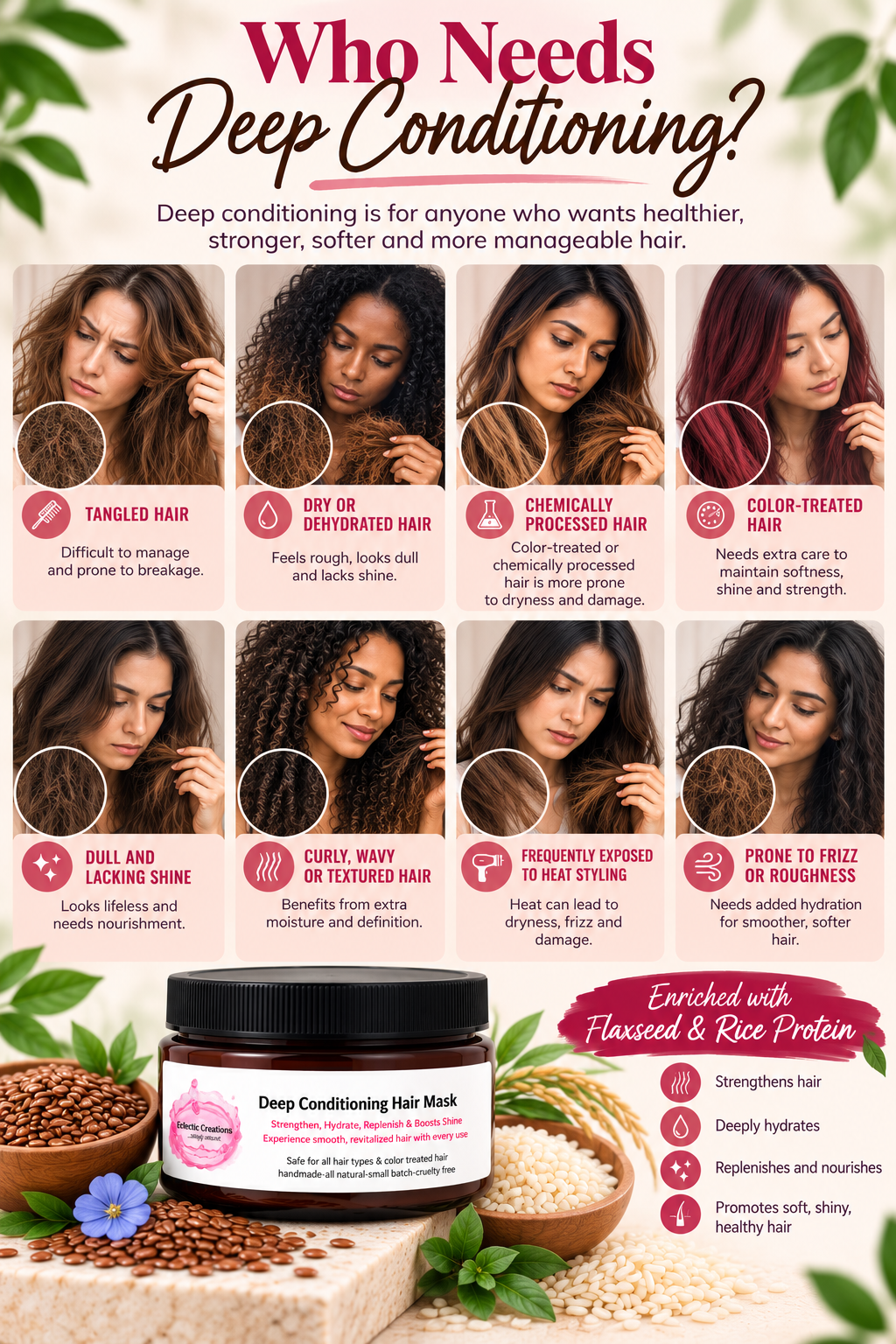 Deep Conditioning Hair Mask- Enriched with Flaxseed & Rice Protein