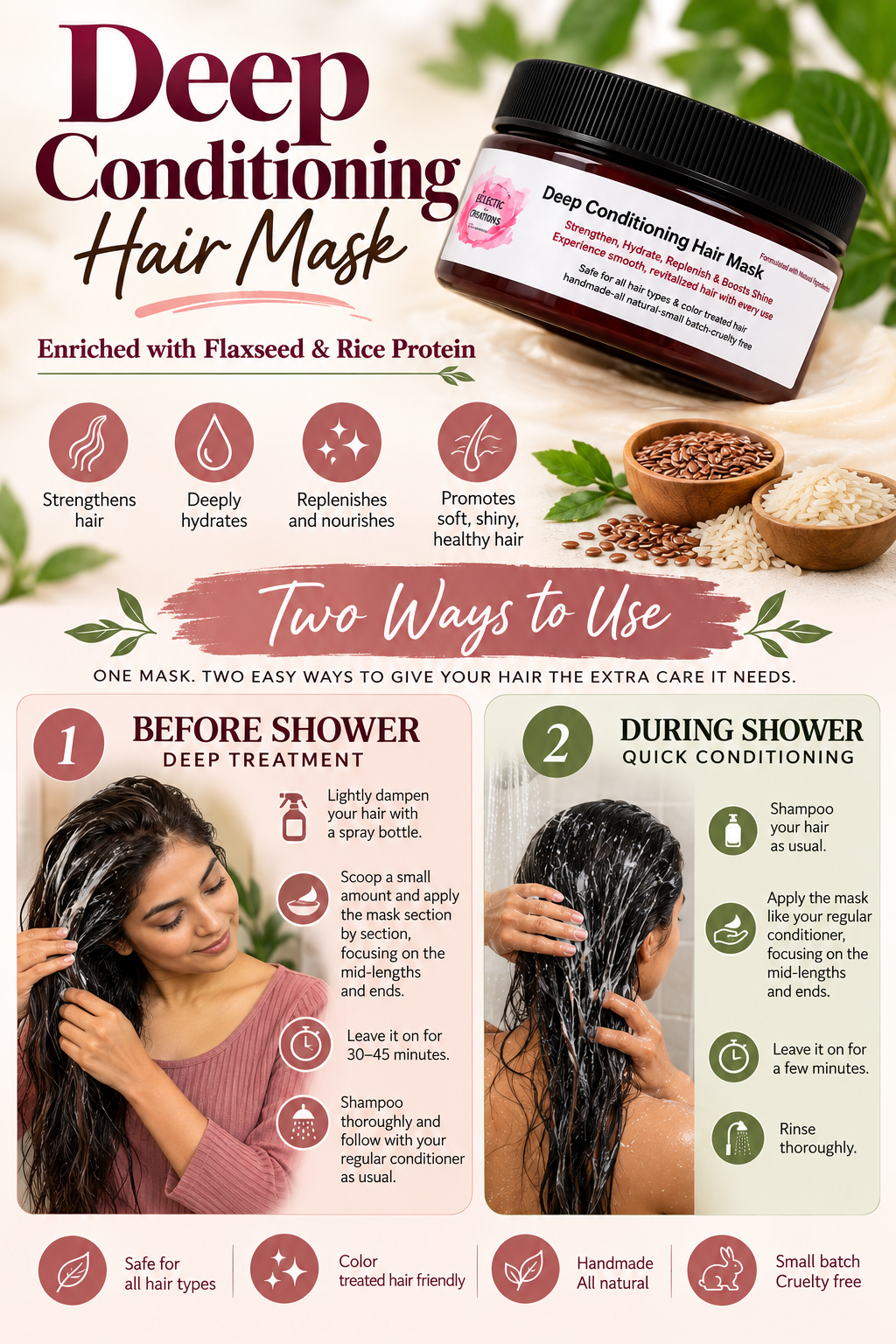 Deep Conditioning Hair Mask- Enriched with Flaxseed & Rice Protein