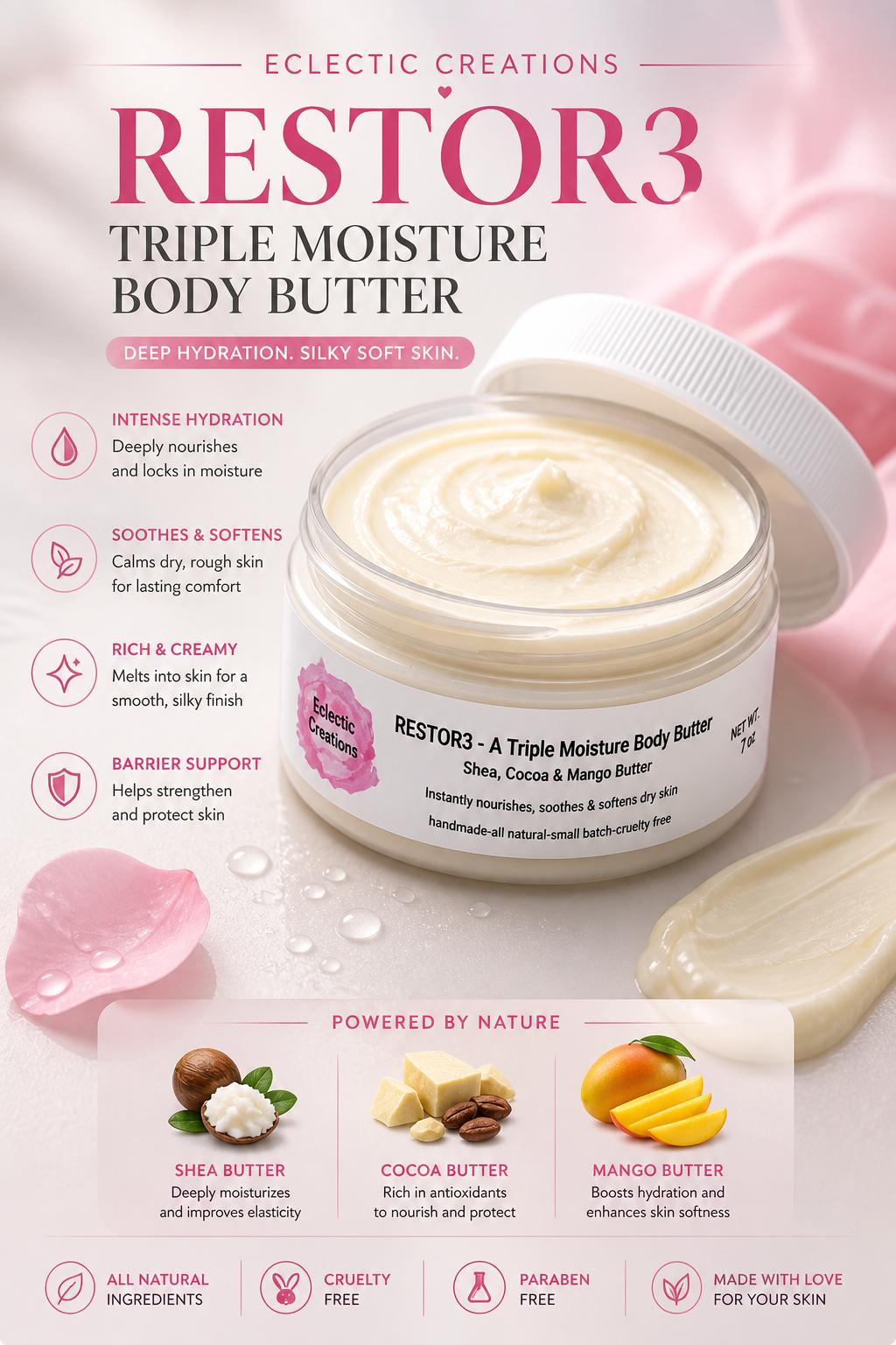 RESTOR3 Triple Moisture Body Butter 7oz
