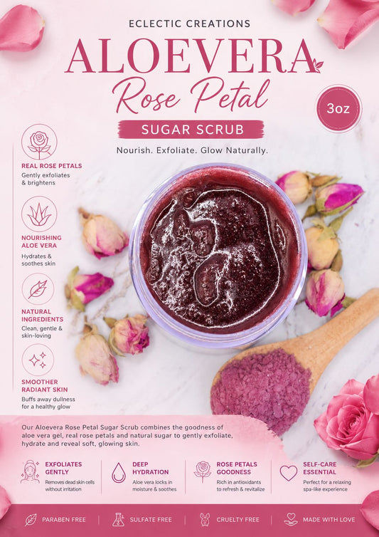 Aloevera Rose Petal Sugar Scrub 3oz