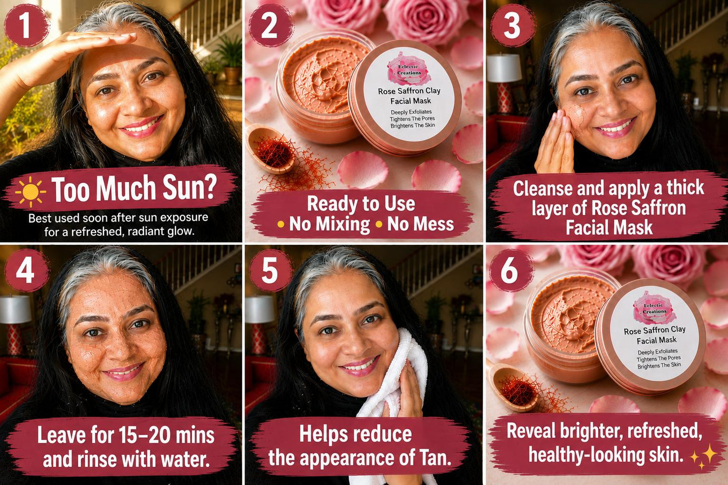 Rose Saffron Facial Clay Mask 4oz (Needs refrigeration)