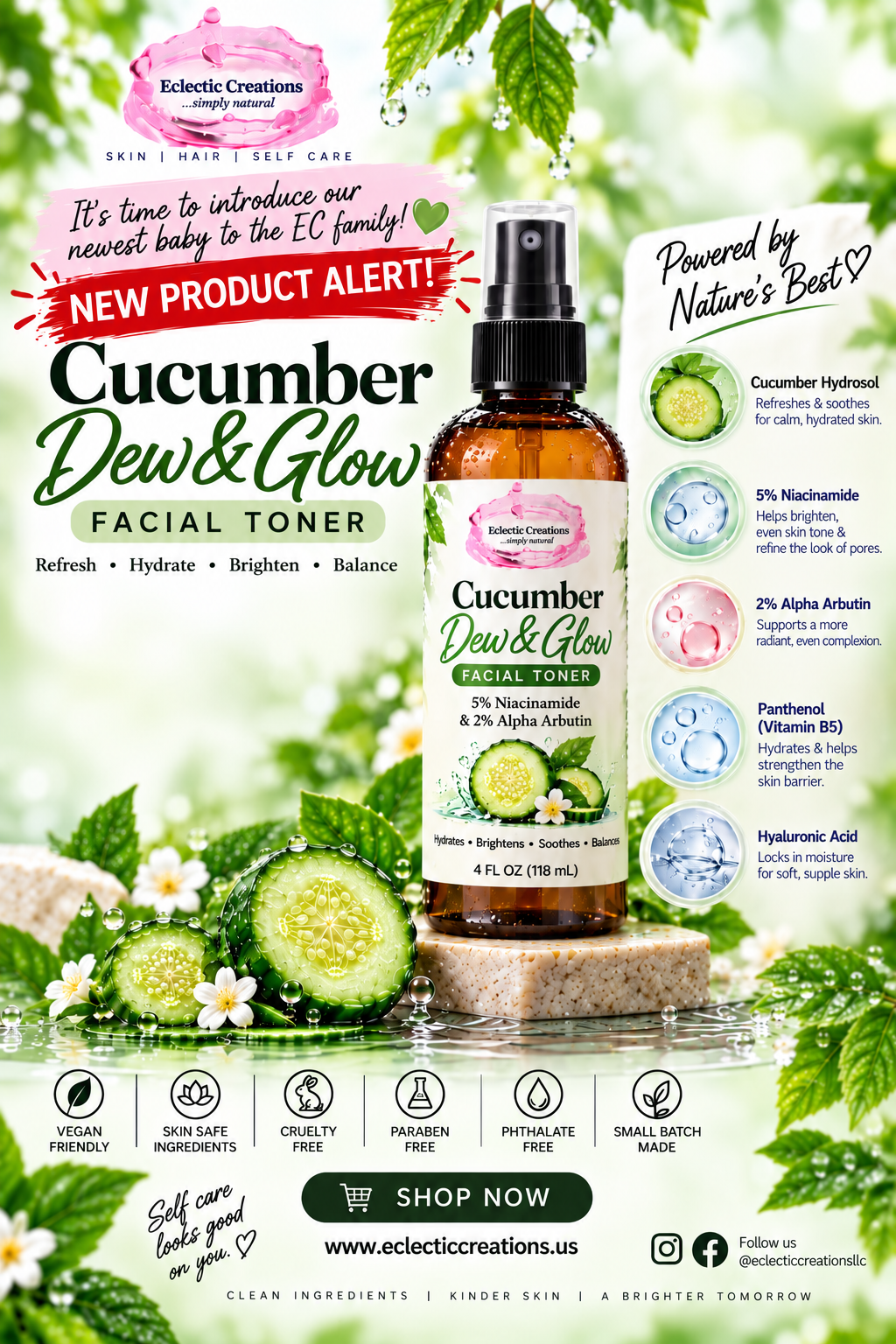 Cucumber Dew & Glow Facial Toner 4oz